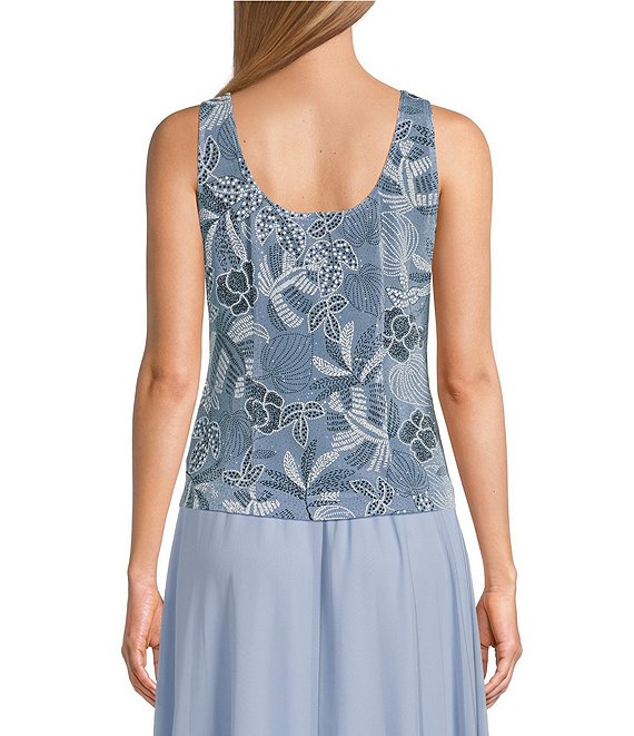 Wholesale 3/4 Sleeve Printed Slinky Glitter Knit Twinset with Mandarin Cape Neckline Jacket Alex Evenings 84211652