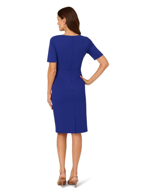 Crew/High-Neck Knee-Length Scuba Formal Sheath Adrianna Papell AP1D106277