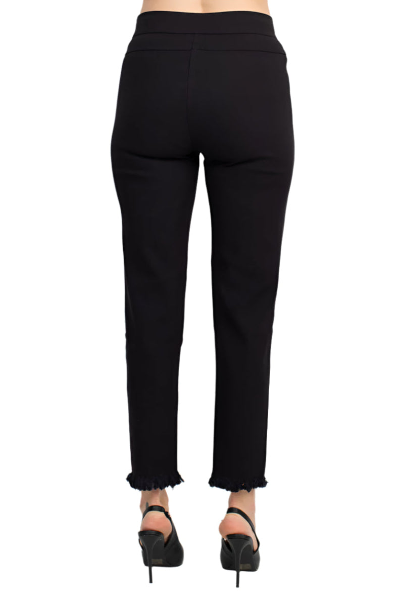 Alberto Makali Mid Waist Pull-On Size Zip Faux Pockets Shark Bite Hem Pant - BLACK - Back