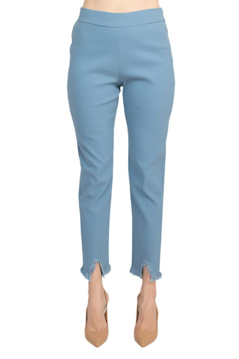Alberto Makali Mid Waist Pull-On Size Zip Faux Pockets Shark Bite Hem Pant - DENIM - Front