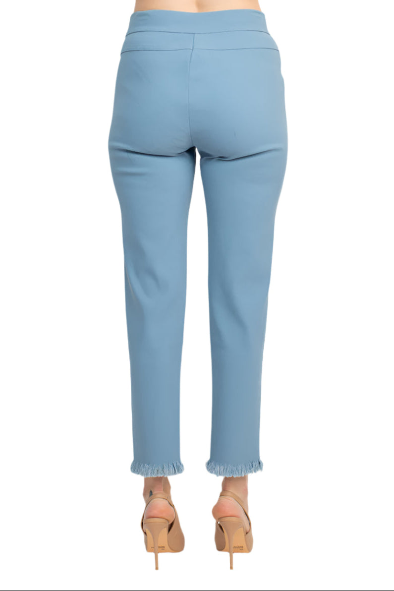 Alberto Makali Mid Waist Pull-On Size Zip Faux Pockets Shark Bite Hem Pant - DENIM - Back