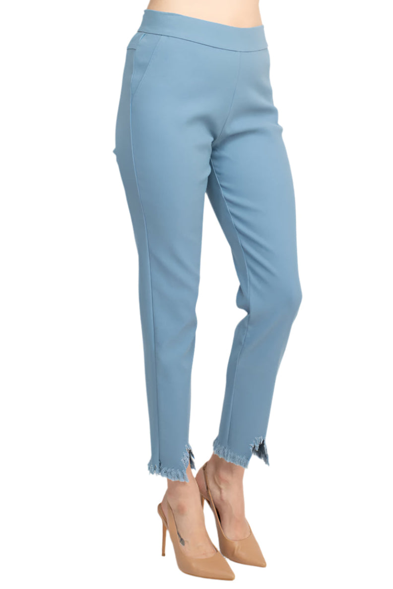 Alberto Makali Mid Waist Pull-On Size Zip Faux Pockets Shark Bite Hem Pant - DENIM - Side