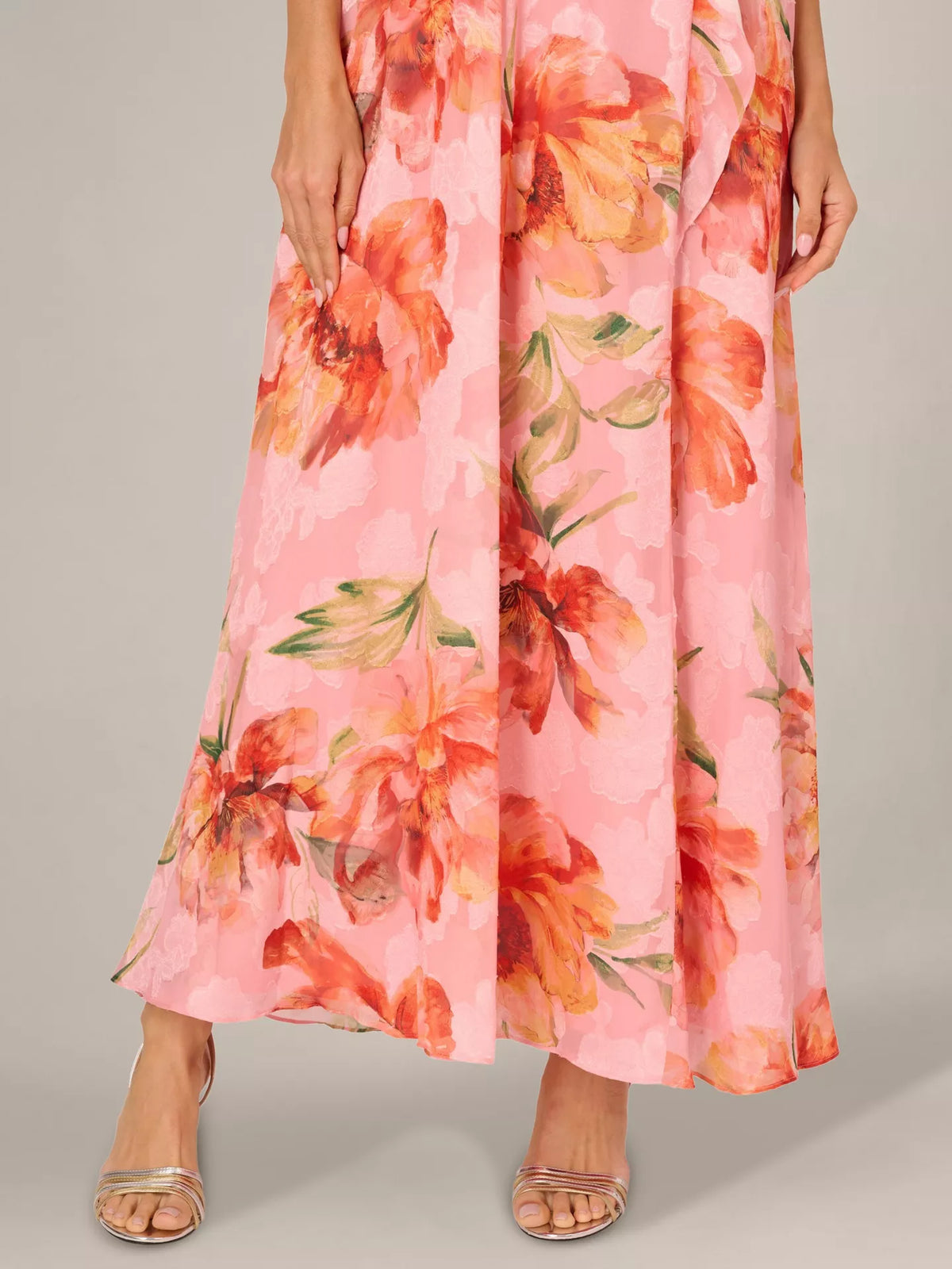 Floral Chiffon Trapeze Halter Gown Adrianna Papell AP1E212942