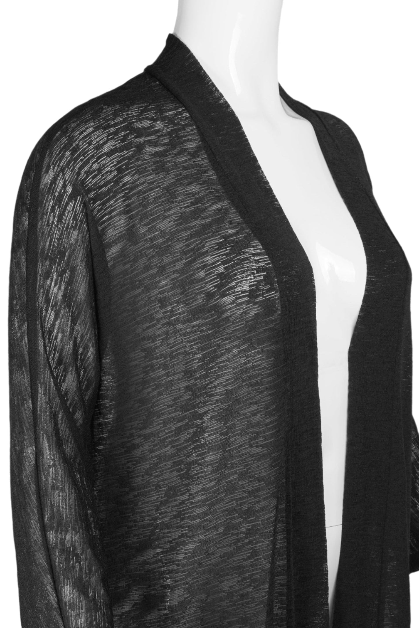 Kasper Open Front Dolman Sleeve Solid Duster Cardigan Onion Skin (Plus Size) - BLACK - Fabric