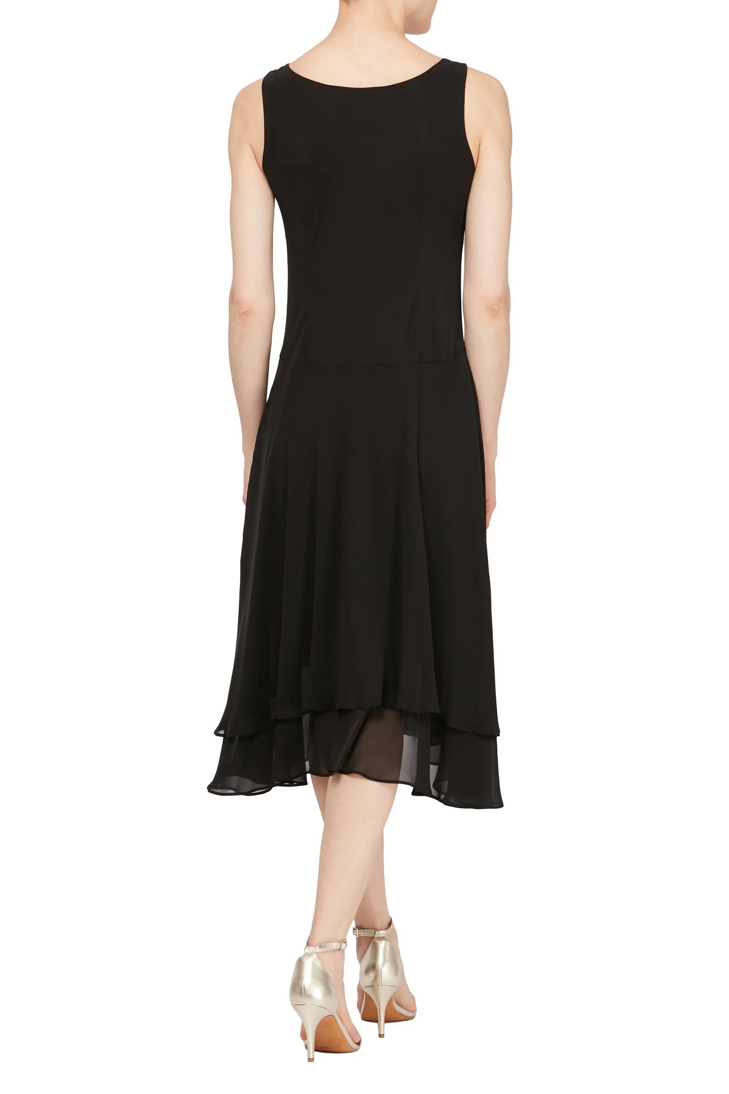 SL Fashion Beaded Trim Chiffon Dress Jacket Set