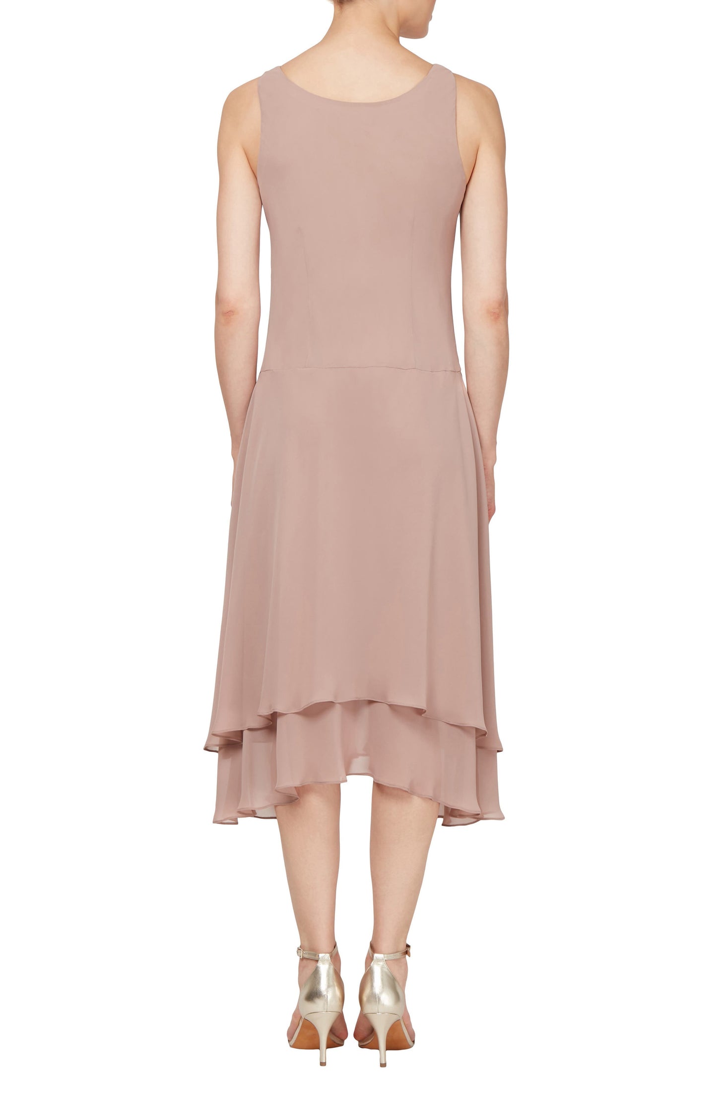 SL Fashion Beaded Trim Chiffon Dress Jacket Set