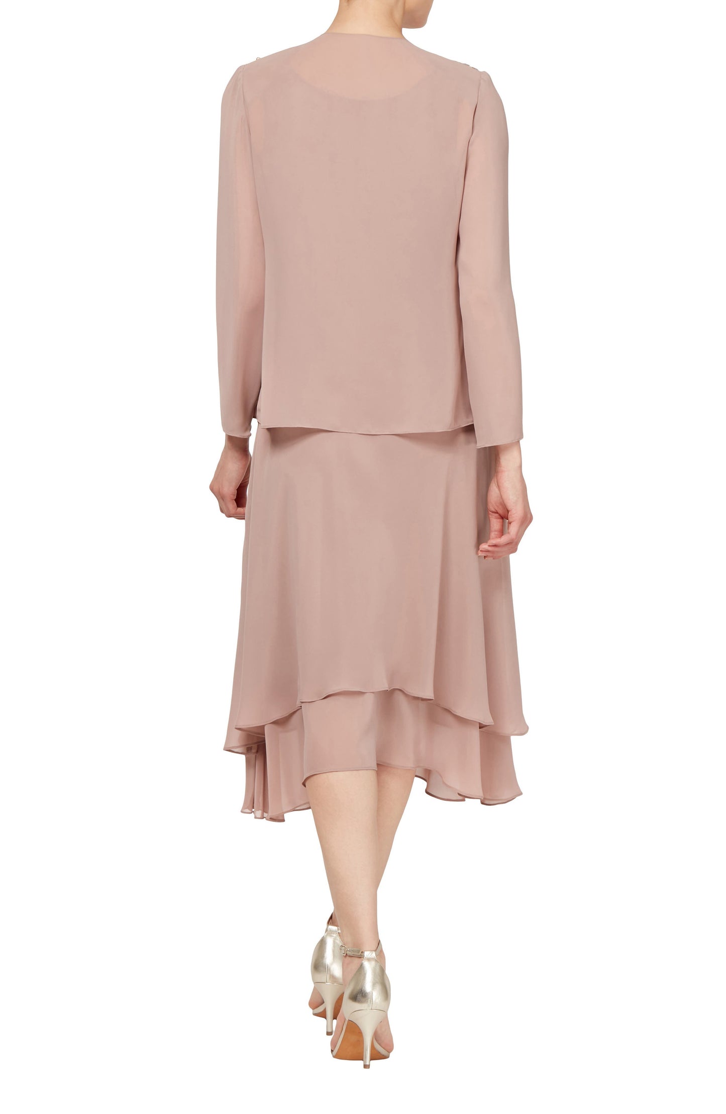 SL Fashion Beaded Trim Chiffon Dress Jacket Set