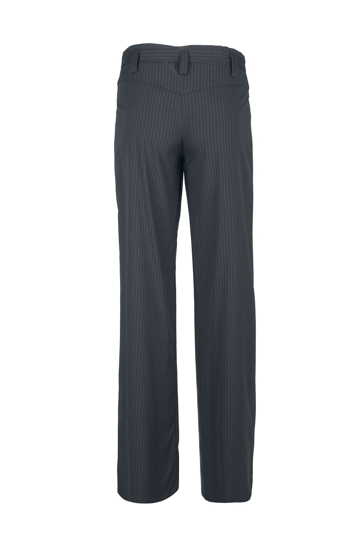 Last Tango Mid Waist Pockets Tie Waist Button Zipper Closure Crepe Pants - BLK WHT THIN STRP - BACK