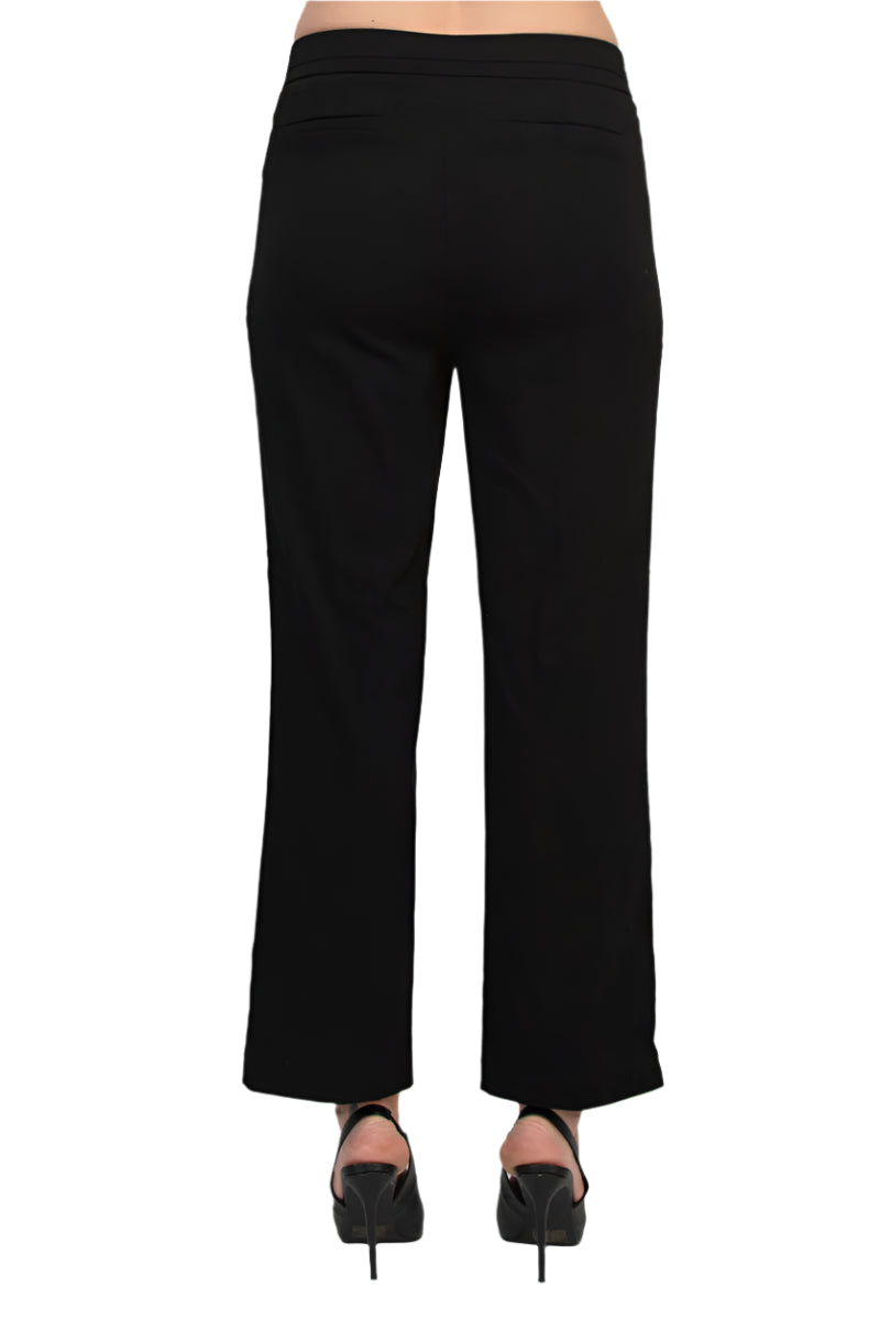 CounterParts Super Stretch Belt Chain Hook Detail Mid Rise Boot Cut Pants - BLACK - Back