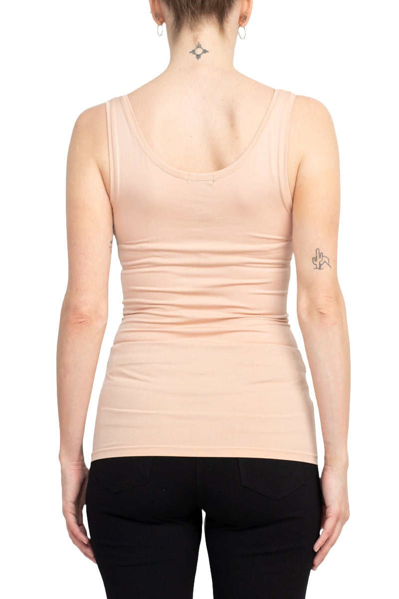 Alberto Makali Square Neck Sleeveless Solid Spandex Top - DUSTY PINK - Back