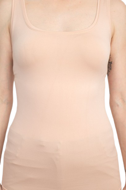 Alberto Makali Square Neck Sleeveless Solid Spandex Top - DUSTY PINK - Fabric