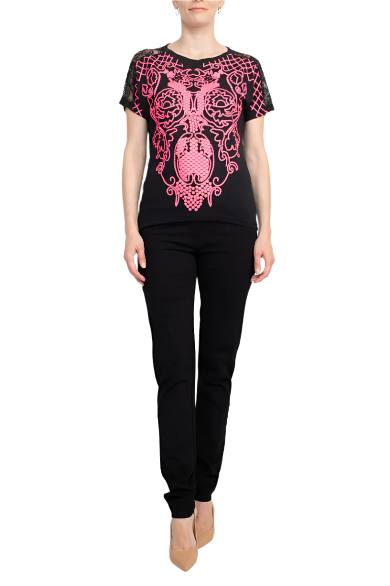 Alberto Makali Crew Neck Short Sleeve T-shirt - PINK - front view