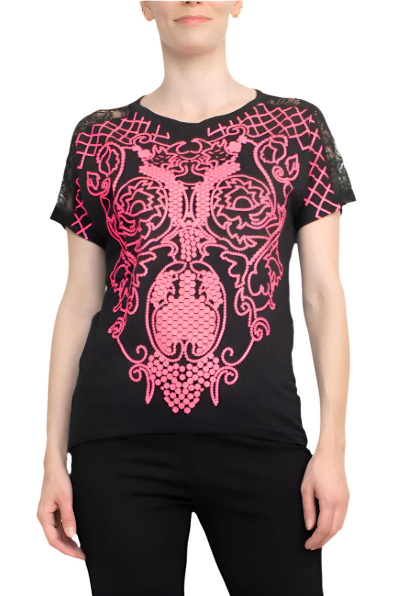 Alberto Makali Crew Neck Short Sleeve T-shirt - PINK - FRONT