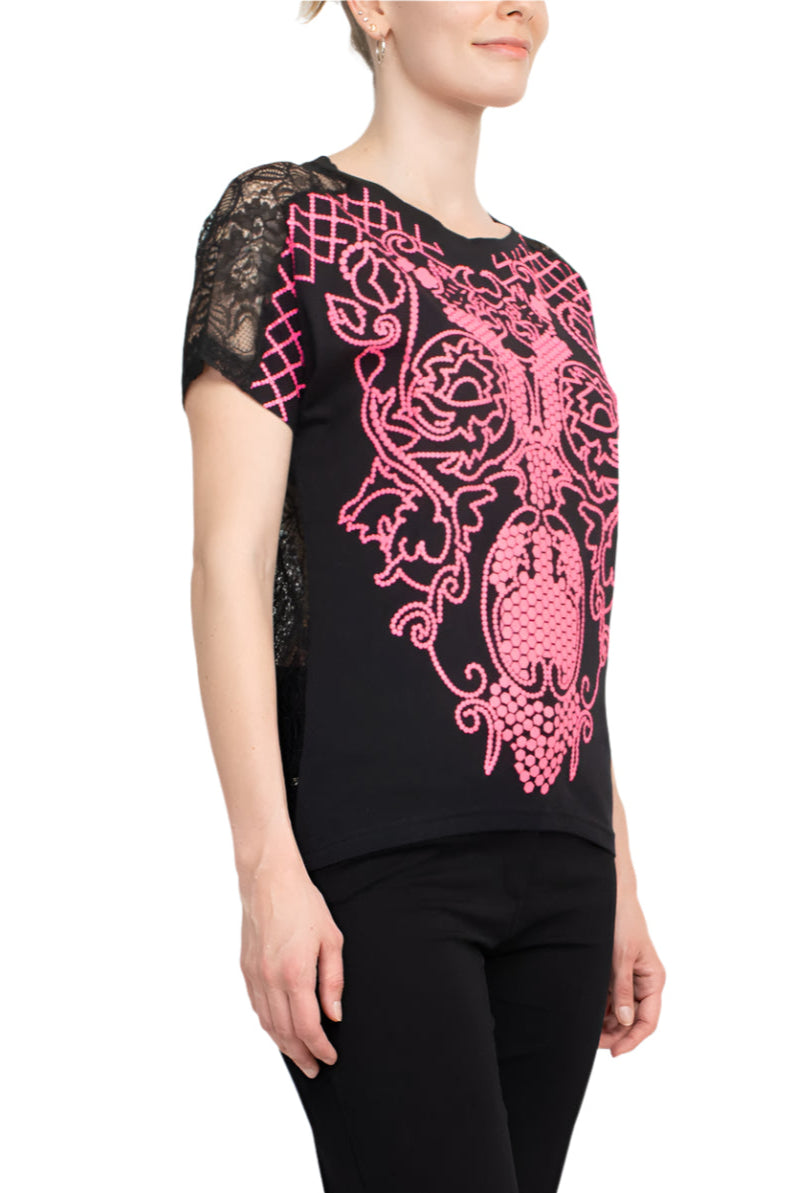 Alberto Makali Crew Neck Short Sleeve T-shirt - PINK - side