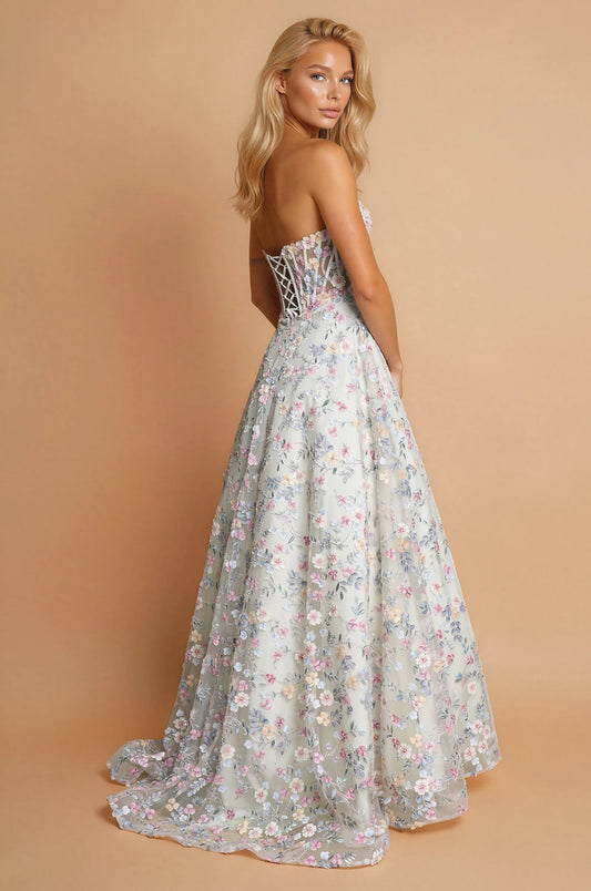 Prom Dresses 3D Flowers Corset Ball Gown Prom Dress Multi