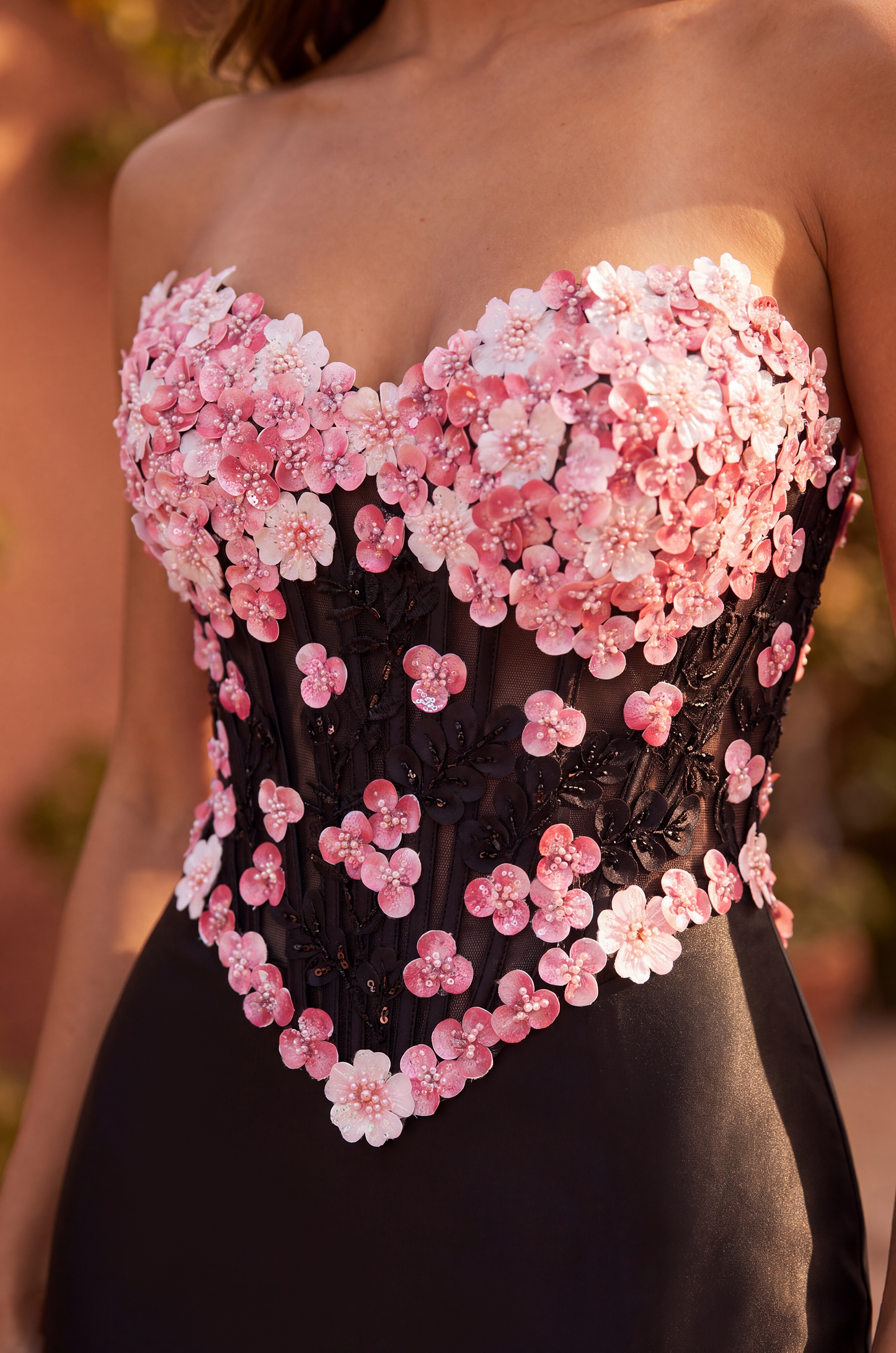 Fitted Stretch Satin Long Formal Corset Prom Dress