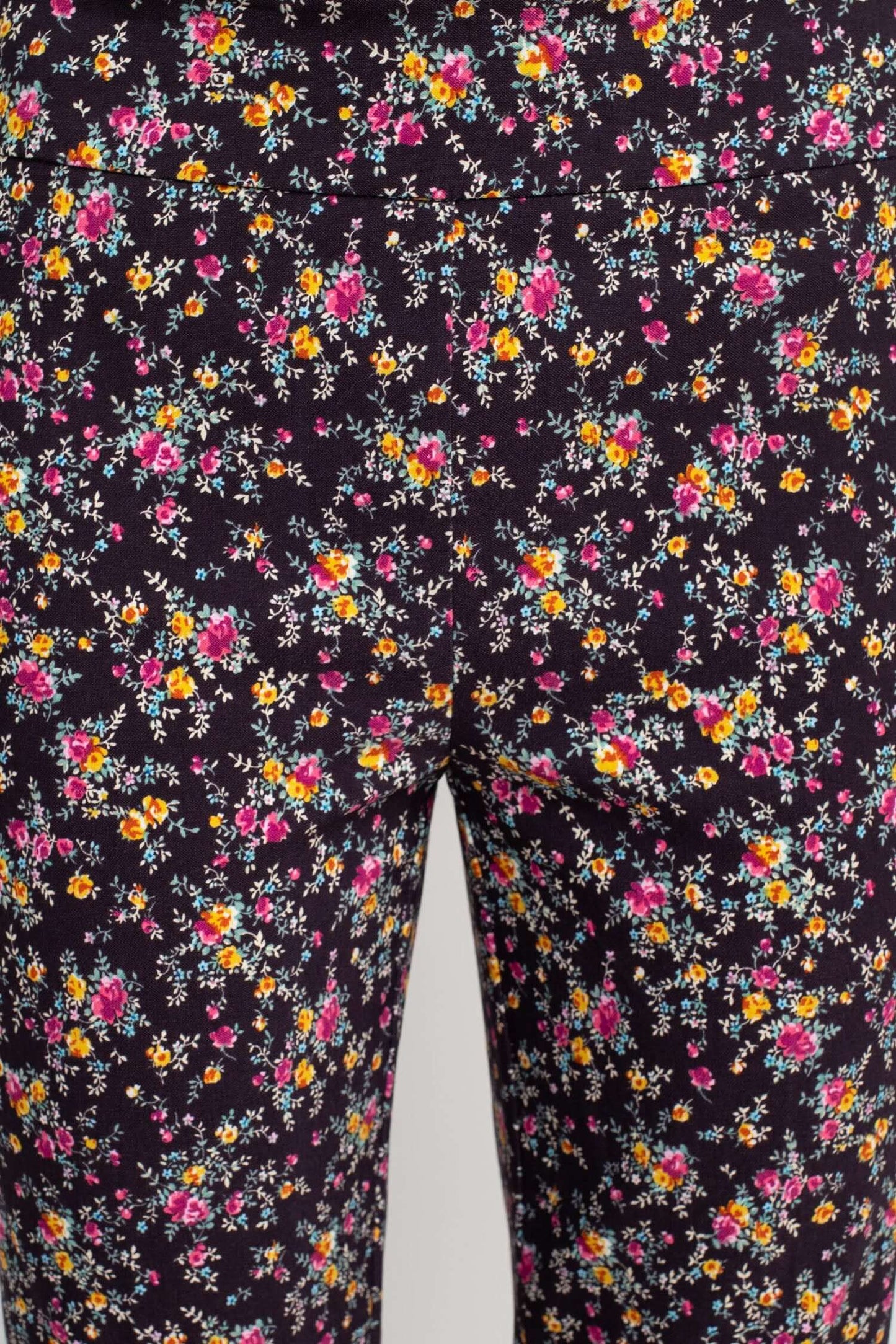 Counterparts Mid Banded Waist Multi Print Ankle Pull On Stretch Rayon Pant - FLEUR - PRINT