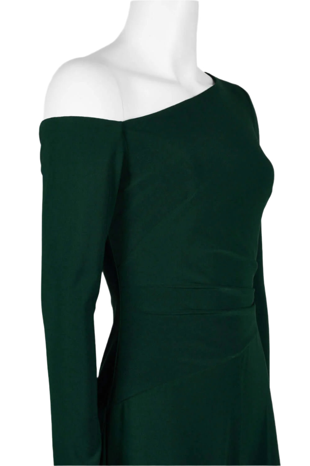 Taylor One-Shoulder Long Sleeve Zipper Back Solid Stretch Crepe Jumpsuit - SPRUCE - NECK