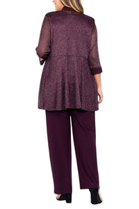 R&M Richards Mother of the Bride Pant Suit (Plus Size) - EGGPLANT - Back