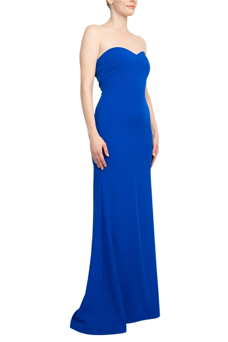 Alberto Makali Strapless Sweetheart Neck Mermaid Scuba Gown with Matching Bolero - COBALT - side view