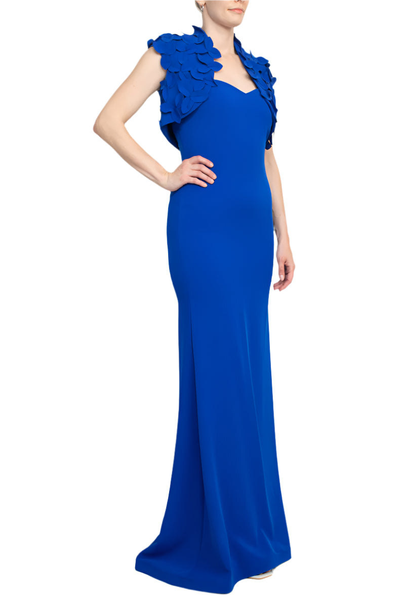 Alberto Makali Strapless Sweetheart Neck Mermaid Scuba Gown with Matching Bolero - COBALT - side