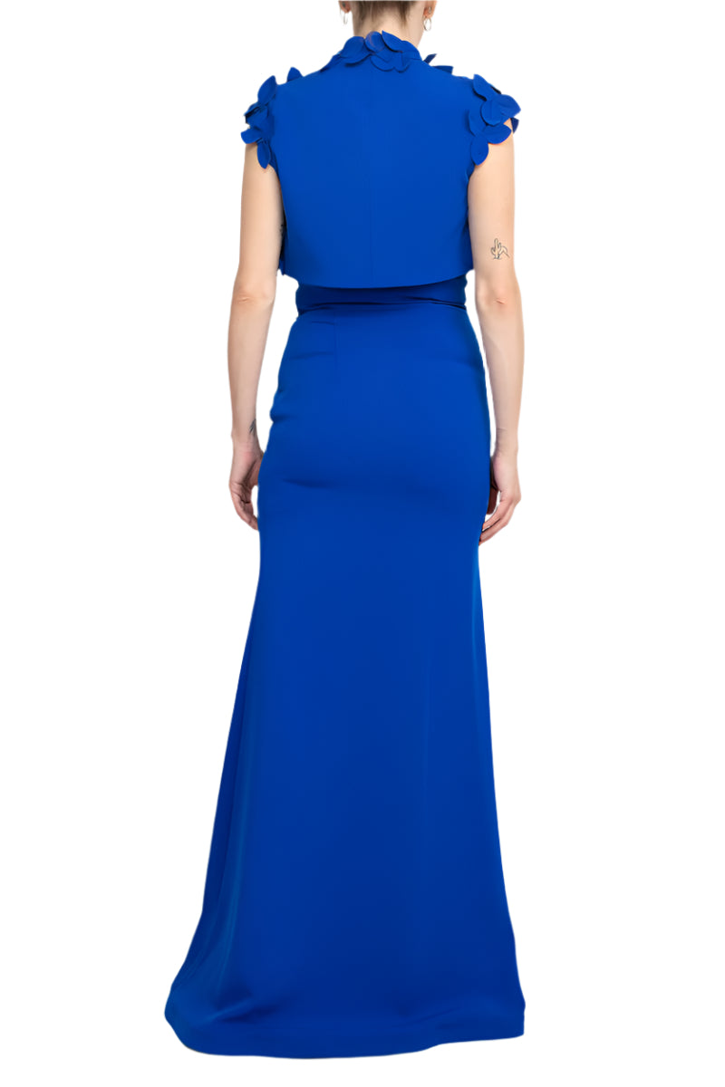 Alberto Makali Strapless Sweetheart Neck Mermaid Scuba Gown with Matching Bolero - COBALT - back