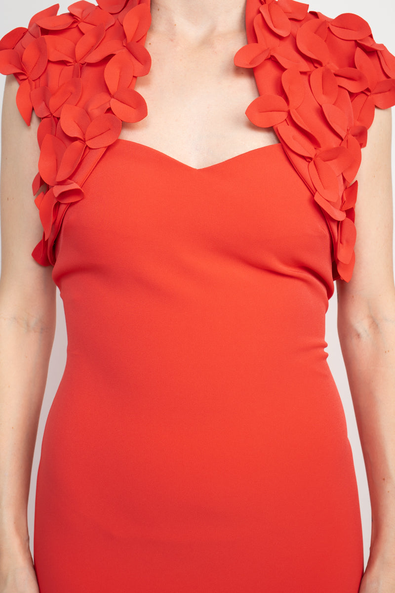 Alberto Makali Strapless Sweetheart Neck Mermaid Scuba Gown with Matching Bolero - CORAL- fabric