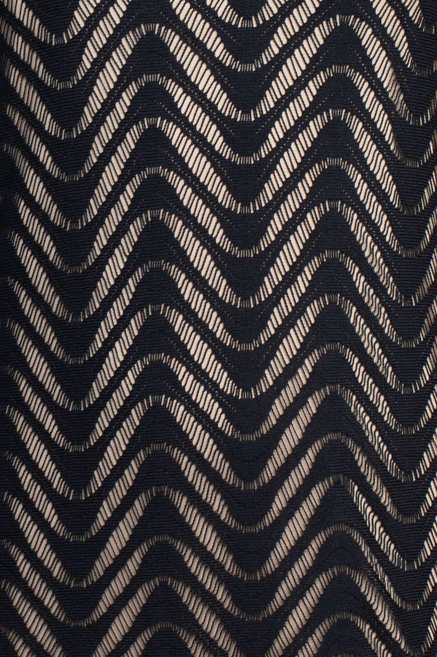 Emma & Michele Round Neck Keyhole Front 3/4 Sleeve Wave Pattern Knit Dress - BLACK - Fabric