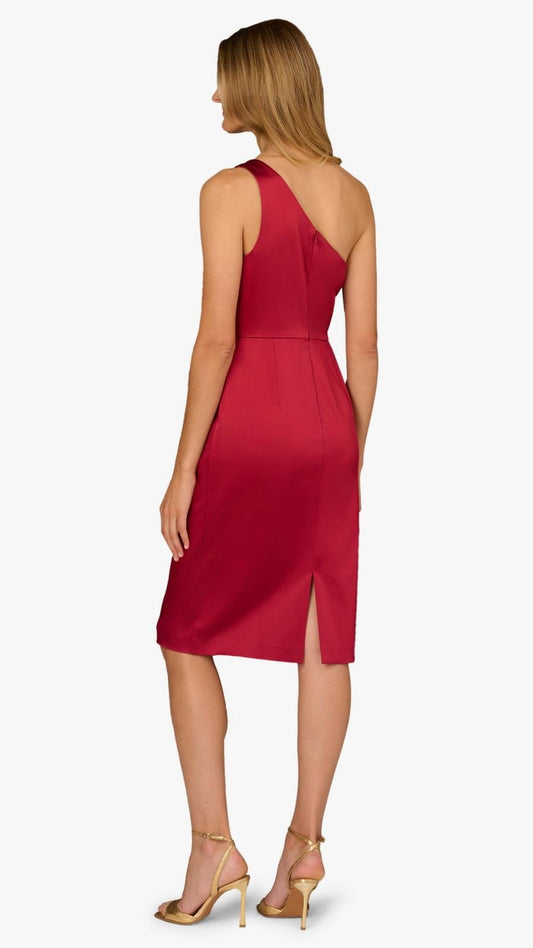Aidan Mattox One Shoulder Satin Bow Midi Dress 209744 Wholesale