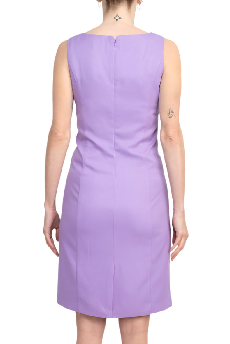 Tahari ASL Scoop Neck Sleeveless Zipper Back With Matching 3/4 Sleeves Jacket - HYACYNTH - Back Without Jacket