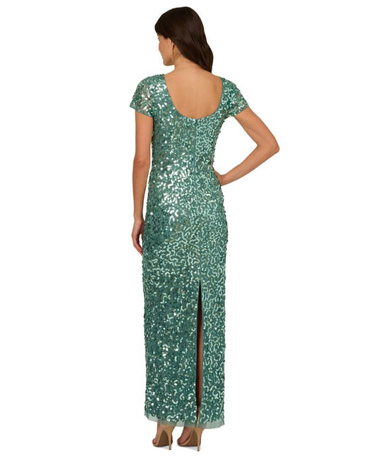 Bateau Floor-Length Sequin Formal Sheath/Column Adrianna Papell AP1E211789