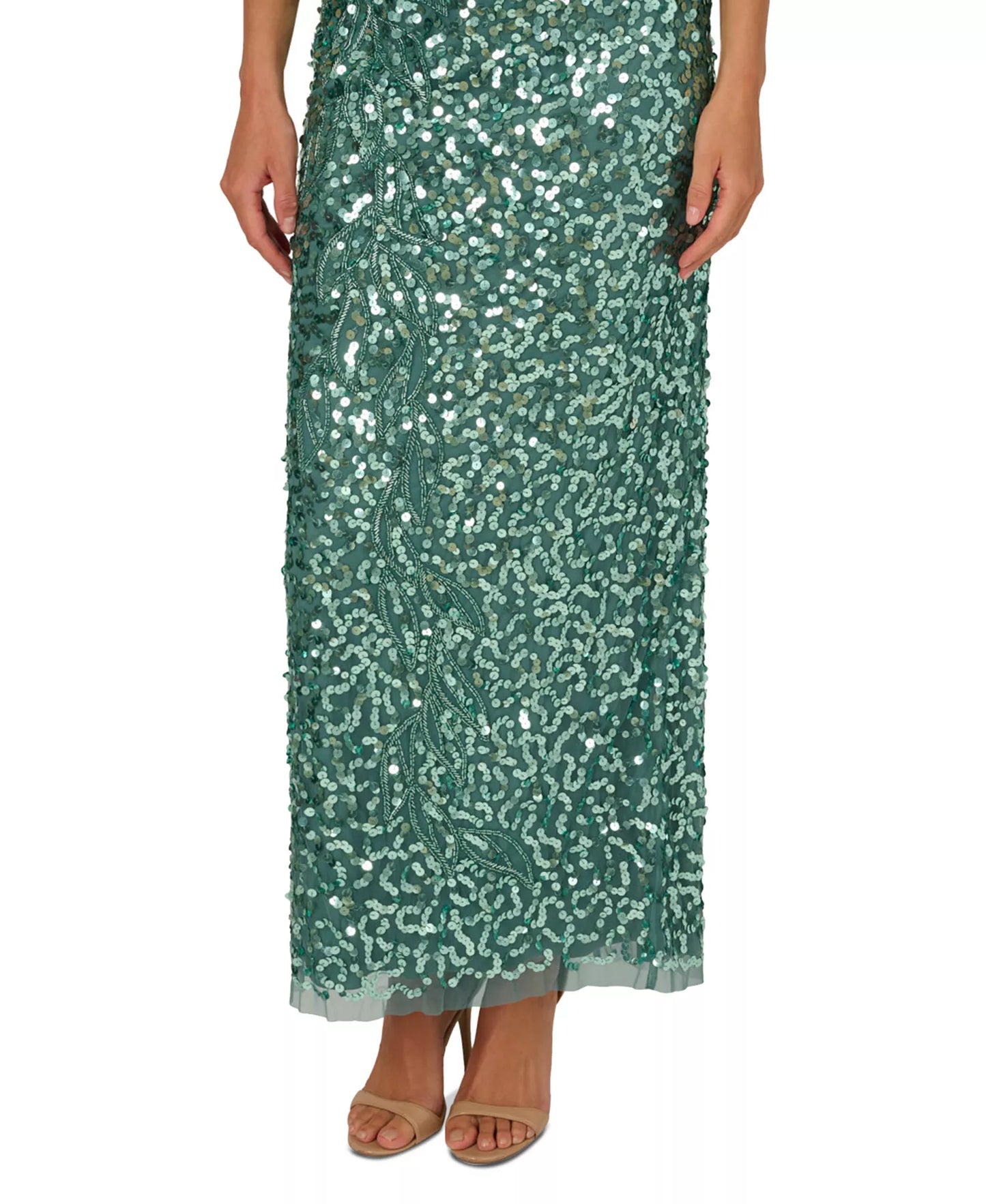 Bateau Floor-Length Sequin Formal Sheath/Column Adrianna Papell AP1E211789