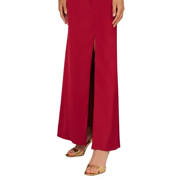Wholesale Aidan Mattox MD1E209743 Bateau Floor-Length Satin Formal High Slit Gown