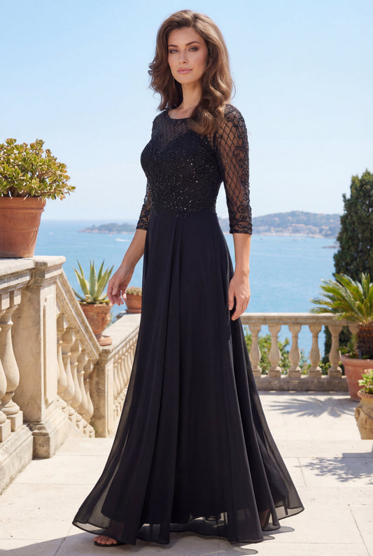 Long Sleeve Hand Beaded Mother of The Bride Dress