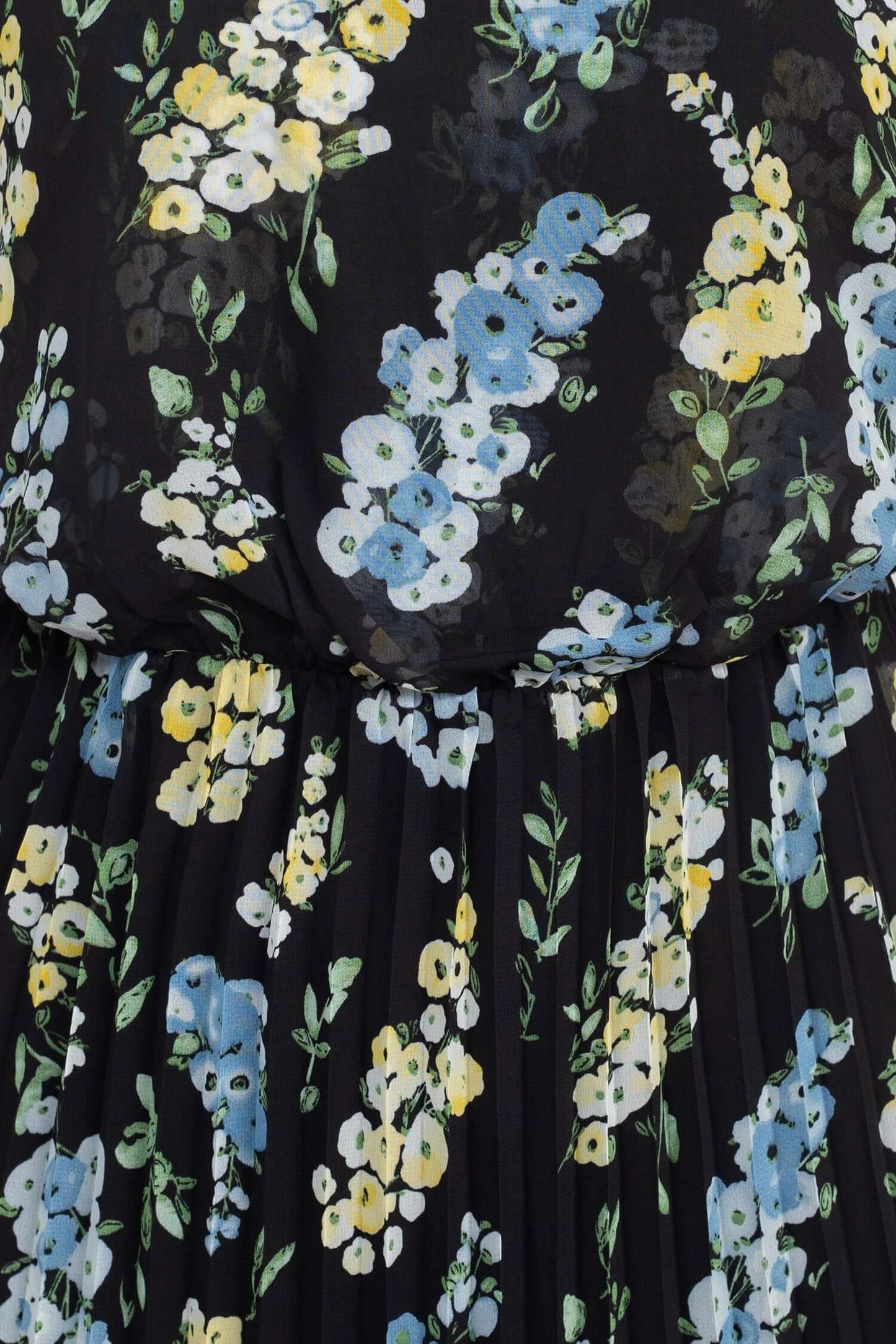 Sam Edelman Square Neck Sleeveless Elastic Waist Zipper Back Multi Print Pleated Skirt - BLACK MULTI - fabric