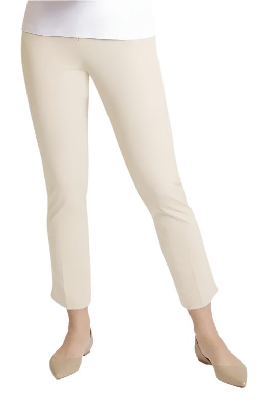 Peace of Cloth Mid Waist Zip Hook & Eye Closure Twill Pant - CUSTARD - front