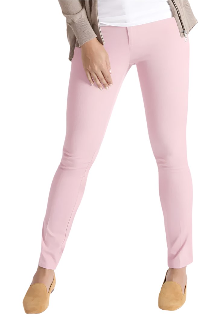 Peace of Cloth Zip & Button Closure 5 Pocket Belt Hoop Solid Twill Pant - FAIRY - front