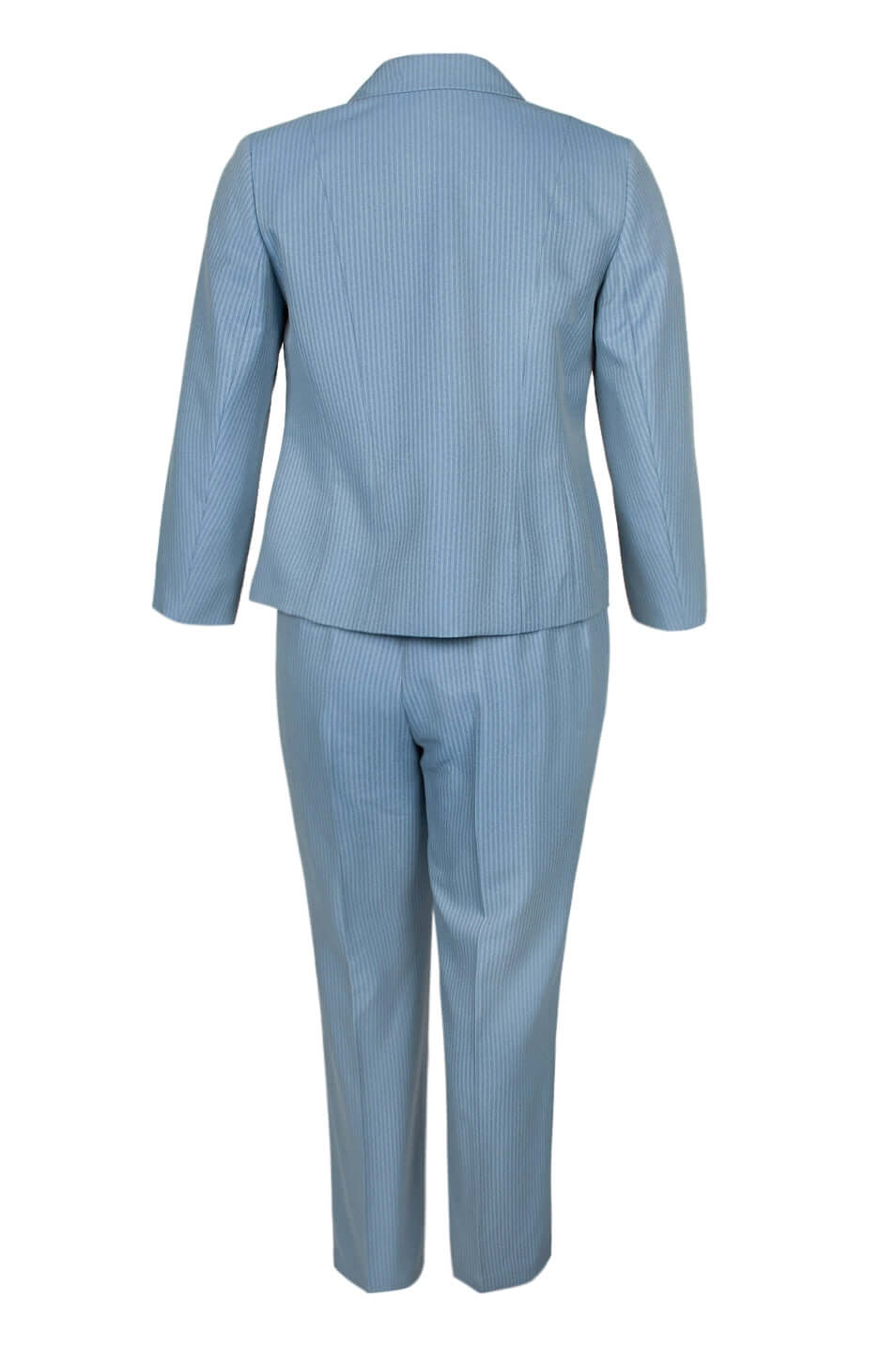 Evan Picone Notched Collar Two Button Long Sleeve Twill Pant Suit (Plus Size) - BEL AIRE BLUE - Back