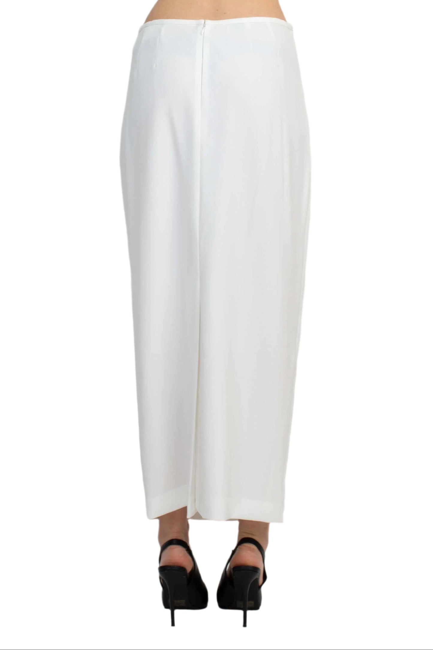 Le Suit Shawl Collar 2 Button Closure Crepe Jacket with Zipper Back Column Skirt (Two Piece) - VANILLA CREAM - Bottom Back