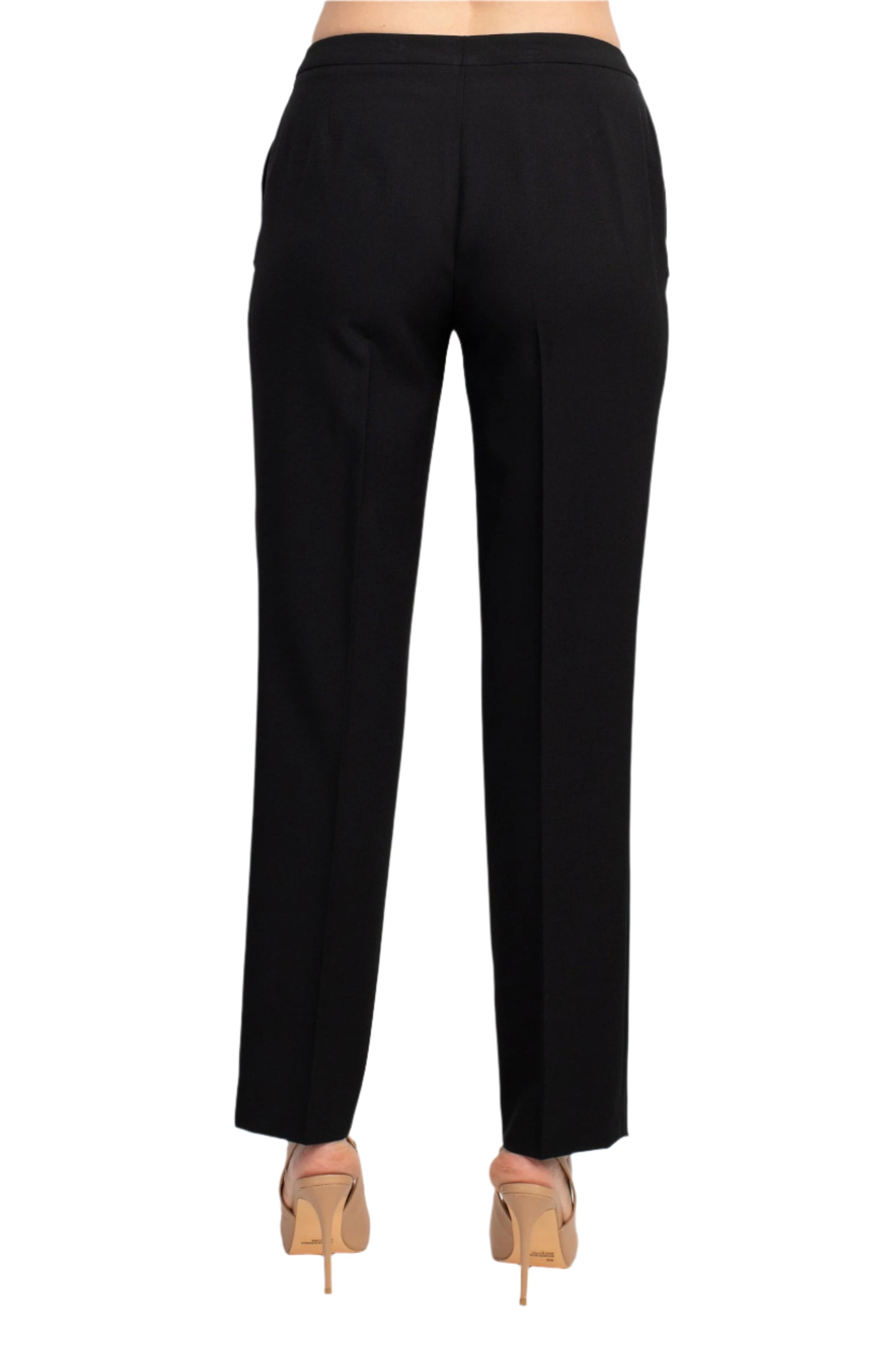 Emily Notched Collar 2 Button Long Sleeve Flap Pockets Pantsuit - GOLD BLACK - pant back view