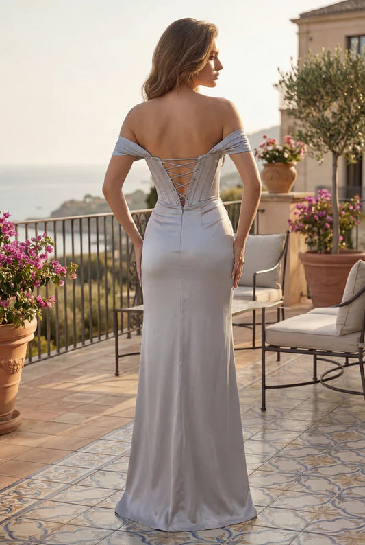 Lace Up Satin Formal Evening Dress