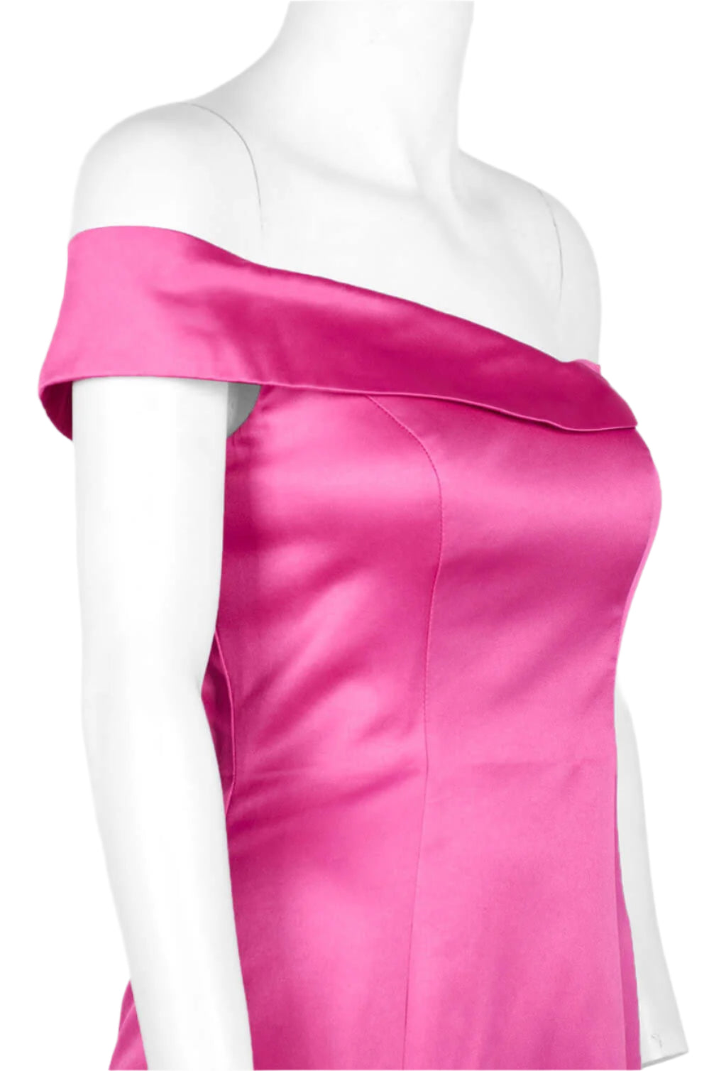 Dave & Johnny Off-Shoulder Bodycon Zipper Back Embellished Solid Mermaid Crepe Gown - FUCHSIA BLACK - Side