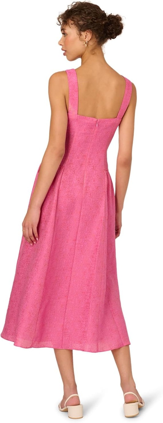 Square Midi Satin Occasion A-Line Dress Adrianna Papell AD3D106308