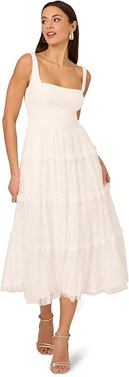 Square Midi Lace Occasion A-Line Adrianna Papell ADAE212024