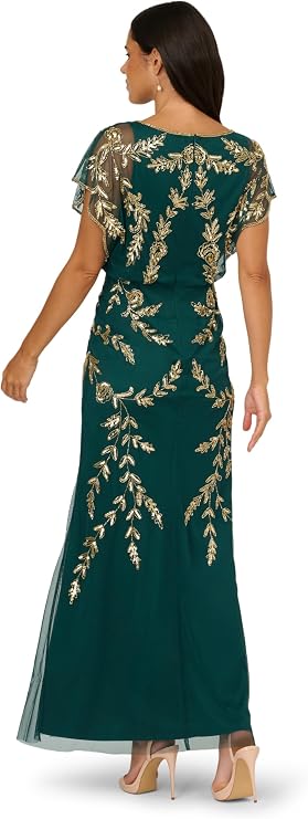 Crew/High-Neck Floor-Length Chiffon Formal Mermaid Adrianna Papell AP2E209917