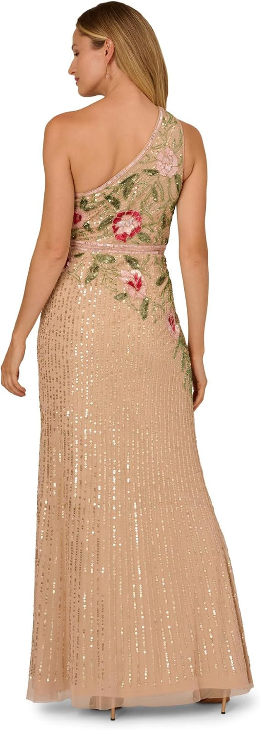 One-Shoulder Floor-Length Sequin Occasion Mermaid Adrianna Papell AP1E212672