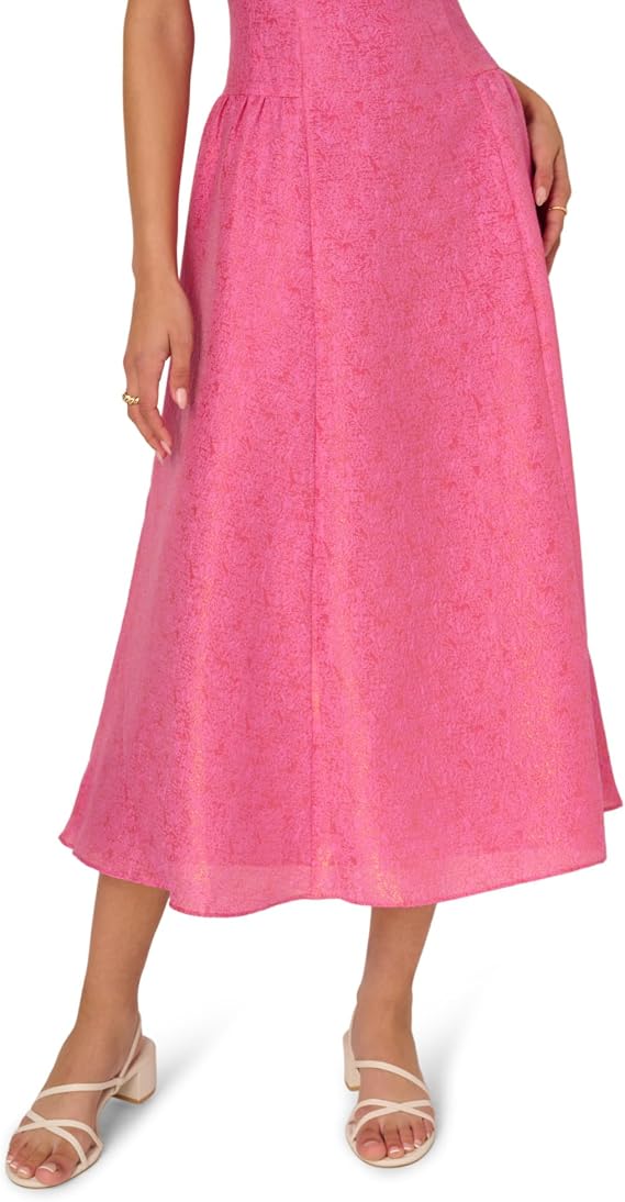 Square Midi Satin Occasion A-Line Dress Adrianna Papell AD3D106308
