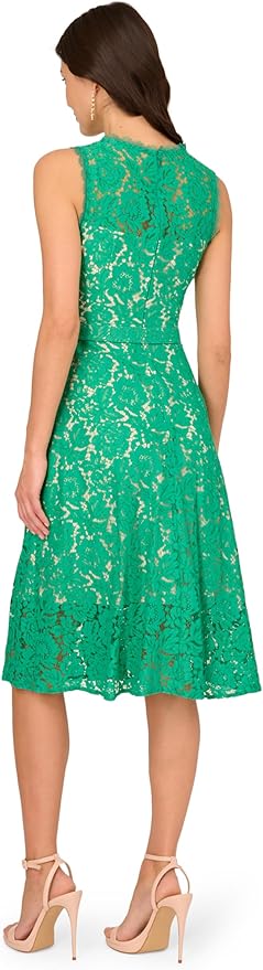 Adrianna Papell AP1D105247 A Line Lace Midi Cocktail Dress