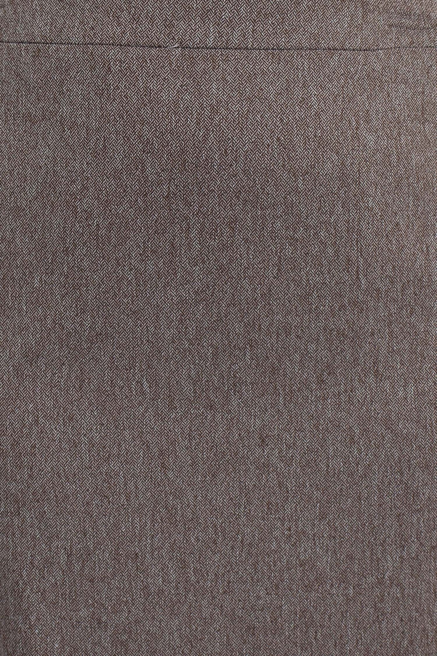 NYP Suits Crew Neck Long Sleeve 3 Button Pockets Zipper Back Slit Back Crepe Skirt Suit - CHESTNUT - Bottom Fabric
