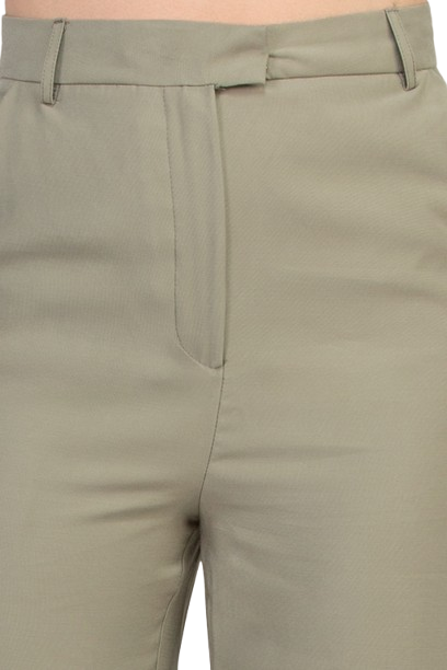 Truth High Waist Olive Wide Leg Trouser Pants - TAUPE OLIVE - Fabric